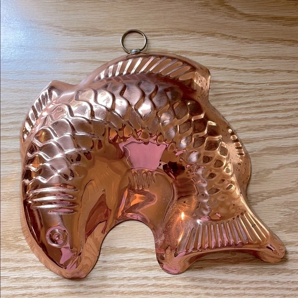 Vintage Tin Lined Copper Fish Jello Mold - Picture 1 of 2